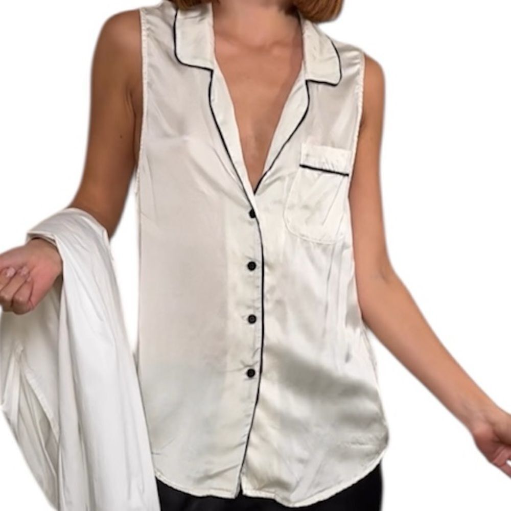 Reformation White Top Button Down Shirt Silky Size XS